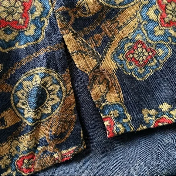 ❌SOLD❌Vintage 90s Pendleton Rayon ButtonDown Shirt Belt Buckle Straps Navy 6 - Picture 10 of 13